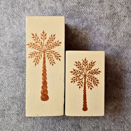 Hand Painted Wooden Candle Holder Pair Decor